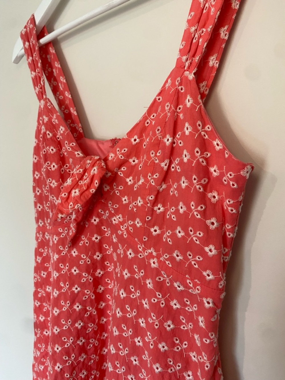 Blue Rain Coral Pink Floral Dress with White Embroidery - Picture 5 of 6